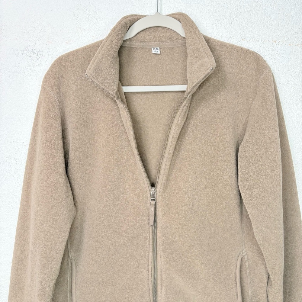 Uniqlo Sherpa Fleece Jacket Beige Full Zip 2010s Gorpcore Granola Grandpa Sleaze - Picture 3 of 10